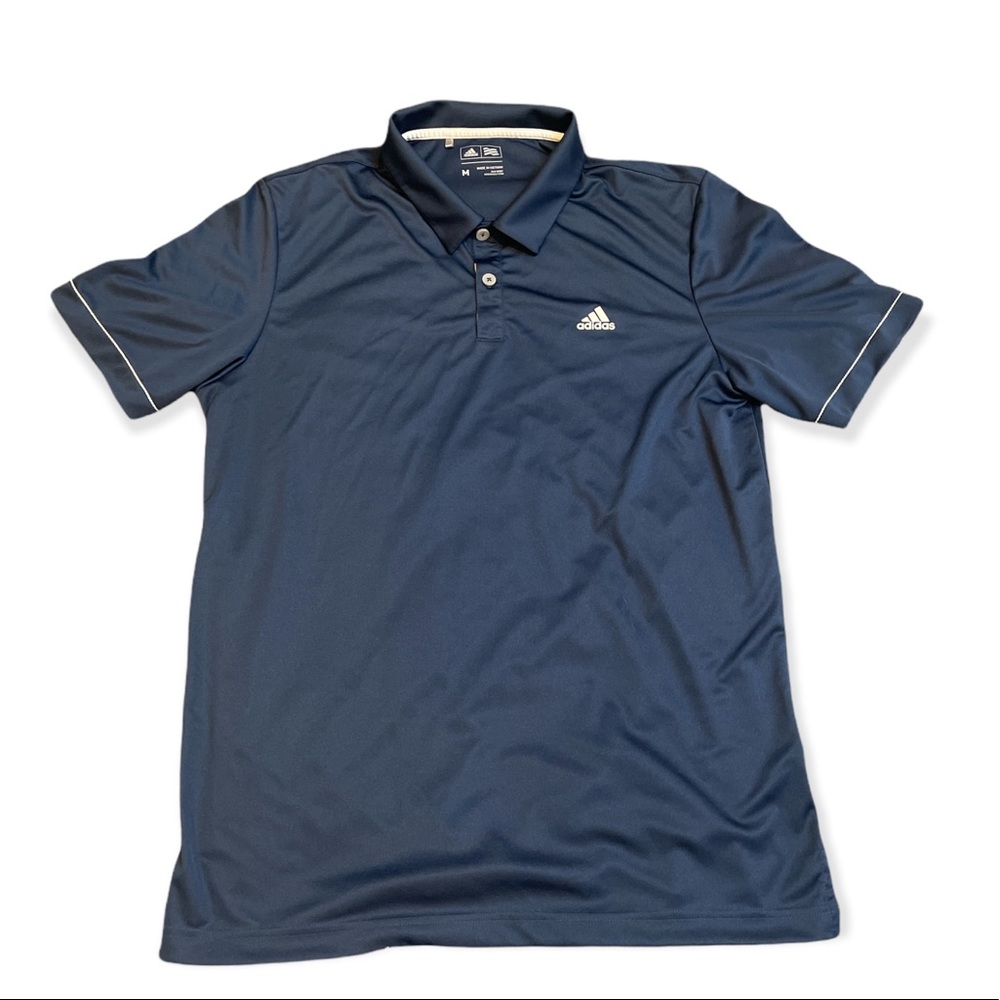 adidas Men's Navy Golf Polo Shirt with White Trim